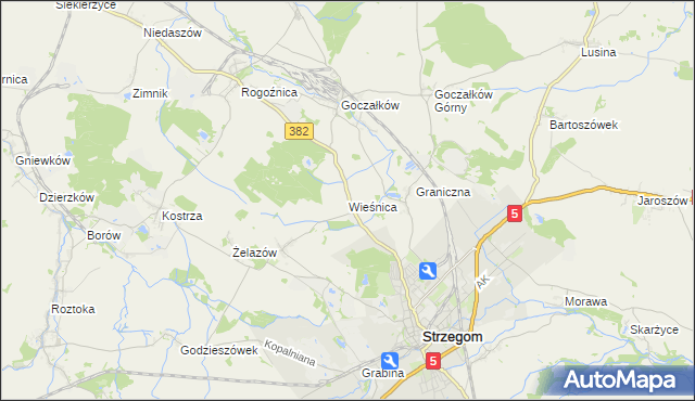 mapa Wieśnica, Wieśnica na mapie Targeo