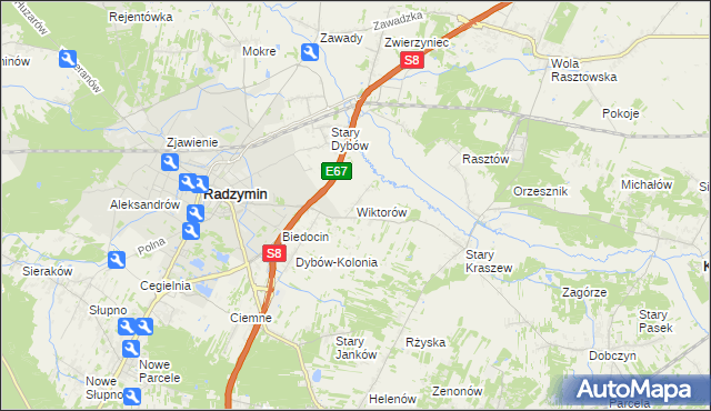 mapa Wiktorów gmina Radzymin, Wiktorów gmina Radzymin na mapie Targeo