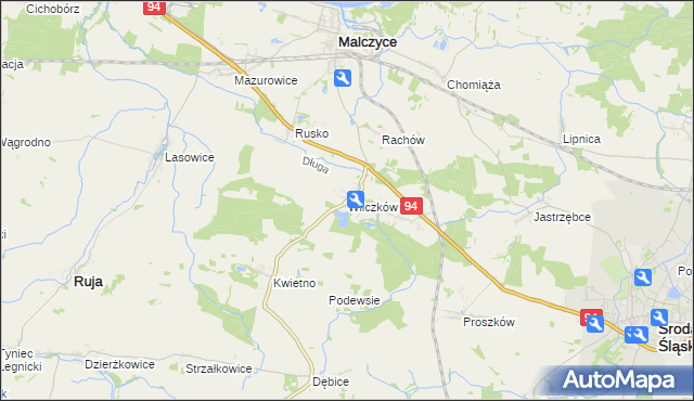 mapa Wilczków gmina Malczyce, Wilczków gmina Malczyce na mapie Targeo