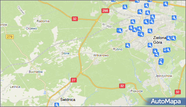 mapa Wilkanowo gmina Świdnica, Wilkanowo gmina Świdnica na mapie Targeo