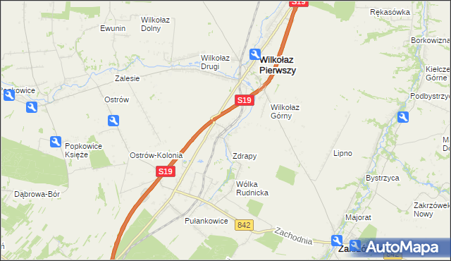 mapa Wilkołaz-Stacja Kolejowa, Wilkołaz-Stacja Kolejowa na mapie Targeo