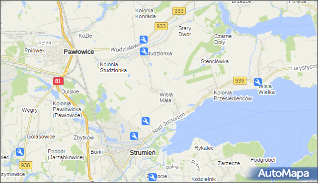 mapa Wisła Mała, Wisła Mała na mapie Targeo