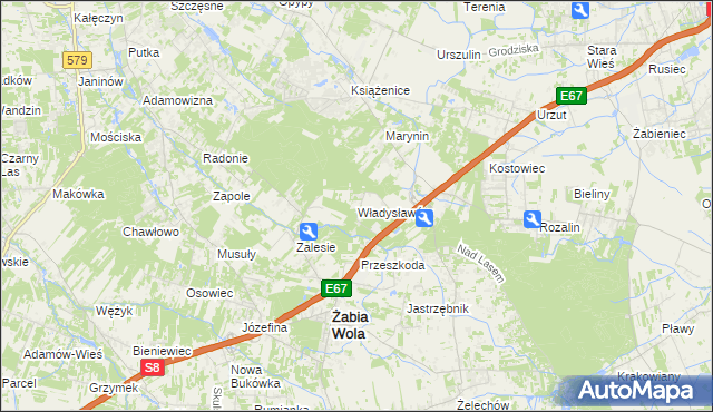 mapa Władysławów gmina Żabia Wola, Władysławów gmina Żabia Wola na mapie Targeo