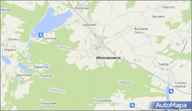 mapa Włoszakowice, Włoszakowice na mapie Targeo