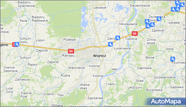 mapa Wojnicz, Wojnicz na mapie Targeo