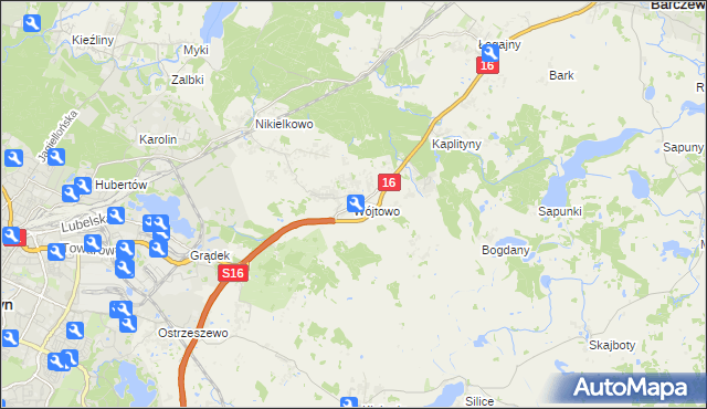 mapa Wójtowo gmina Barczewo, Wójtowo gmina Barczewo na mapie Targeo