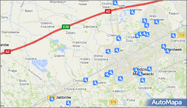 mapa Wólka Grodziska gmina Grodzisk Mazowiecki, Wólka Grodziska gmina Grodzisk Mazowiecki na mapie Targeo