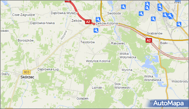 mapa Wołyńce gmina Siedlce, Wołyńce gmina Siedlce na mapie Targeo