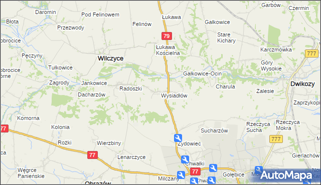 mapa Wysiadłów, Wysiadłów na mapie Targeo