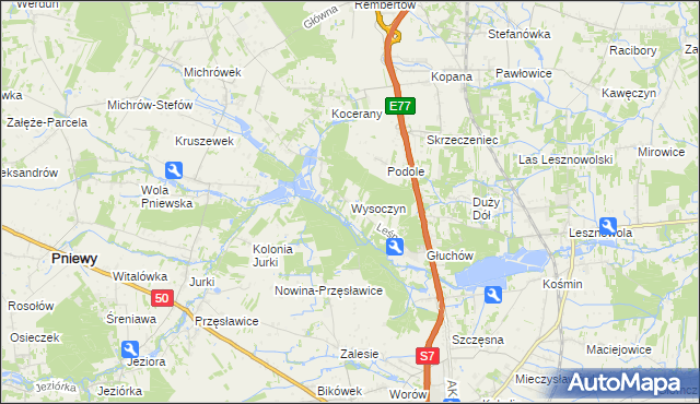 mapa Wysoczyn gmina Grójec, Wysoczyn gmina Grójec na mapie Targeo