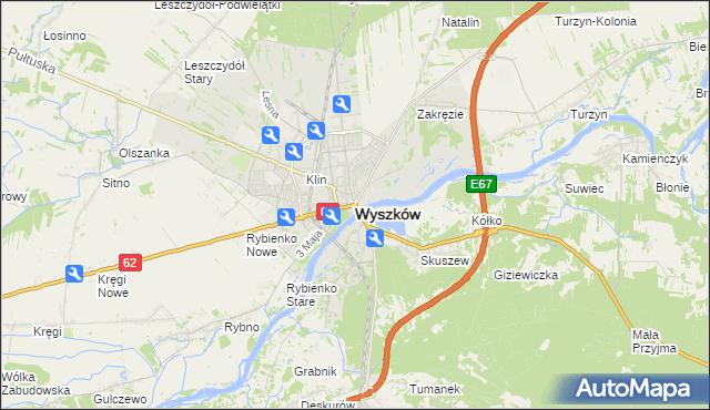 mapa Wyszków, Wyszków na mapie Targeo