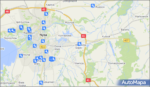 mapa Wyszków Śląski, Wyszków Śląski na mapie Targeo