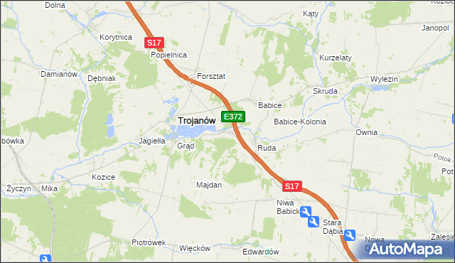 mapa Żabianka gmina Trojanów, Żabianka gmina Trojanów na mapie Targeo