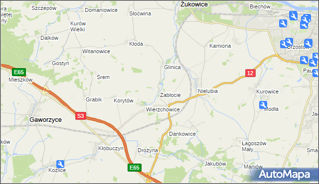 mapa Zabłocie gmina Żukowice, Zabłocie gmina Żukowice na mapie Targeo