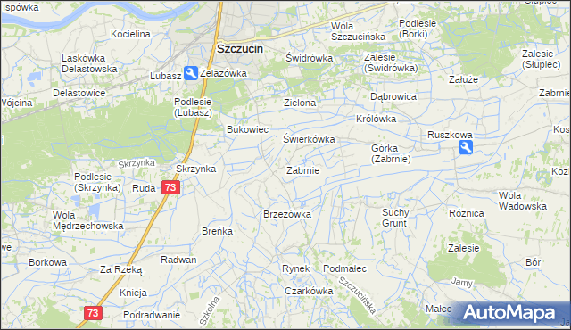 mapa Zabrnie gmina Szczucin, Zabrnie gmina Szczucin na mapie Targeo