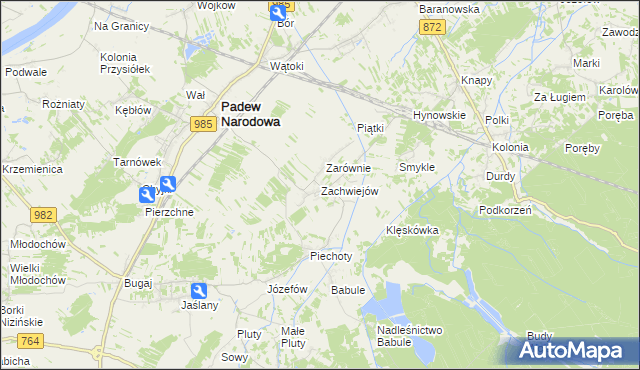 mapa Zachwiejów, Zachwiejów na mapie Targeo