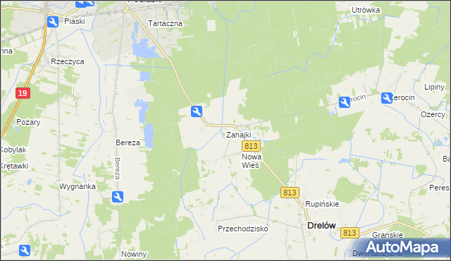 mapa Zahajki gmina Drelów, Zahajki gmina Drelów na mapie Targeo