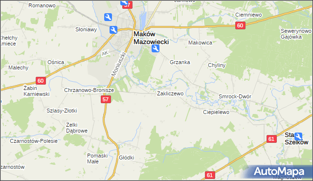 mapa Zakliczewo, Zakliczewo na mapie Targeo