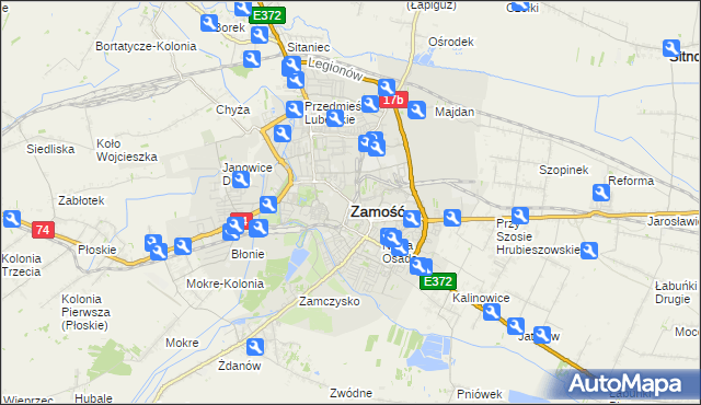 mapa Zamościa, Zamość na mapie Targeo