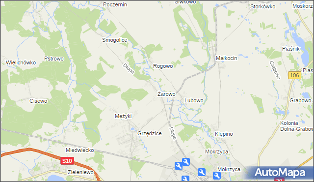 mapa Żarowo gmina Stargard, Żarowo gmina Stargard na mapie Targeo