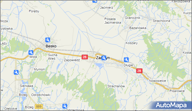 mapa Zarszyn, Zarszyn na mapie Targeo