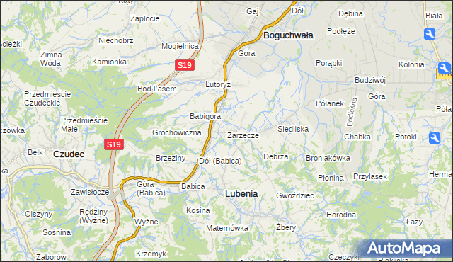 mapa Zarzecze gmina Boguchwała, Zarzecze gmina Boguchwała na mapie Targeo