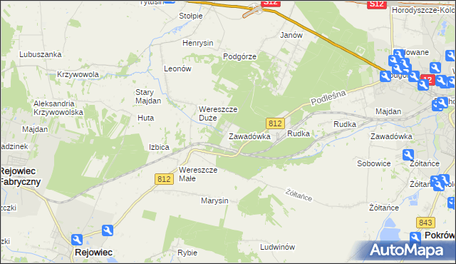 mapa Zawadówka gmina Rejowiec, Zawadówka gmina Rejowiec na mapie Targeo