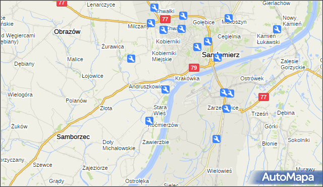 mapa Zawisełcze, Zawisełcze na mapie Targeo