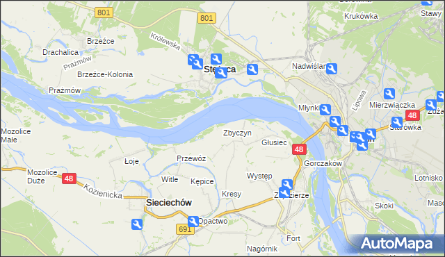 mapa Zbyczyn, Zbyczyn na mapie Targeo