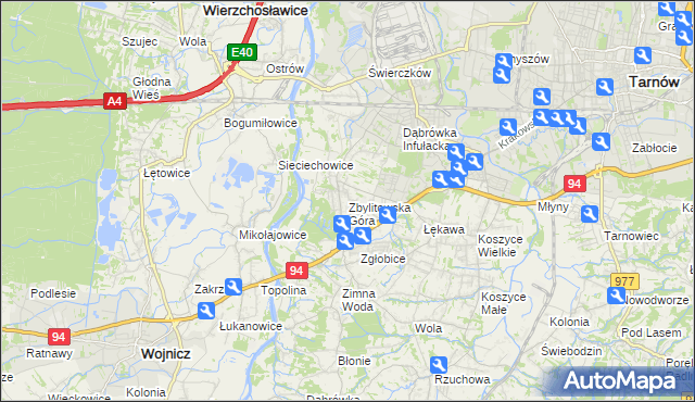 mapa Zbylitowska Góra, Zbylitowska Góra na mapie Targeo