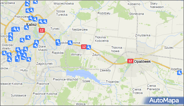 mapa Zduny gmina Opatówek, Zduny gmina Opatówek na mapie Targeo
