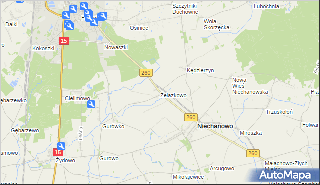 mapa Żelazkowo gmina Niechanowo, Żelazkowo gmina Niechanowo na mapie Targeo