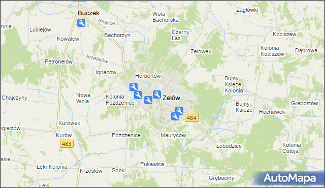 mapa Zelów, Zelów na mapie Targeo