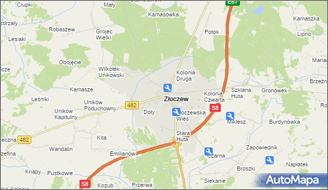 mapa Złoczew, Złoczew na mapie Targeo