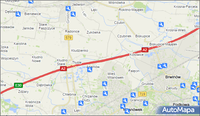 mapa Żuków gmina Grodzisk Mazowiecki, Żuków gmina Grodzisk Mazowiecki na mapie Targeo