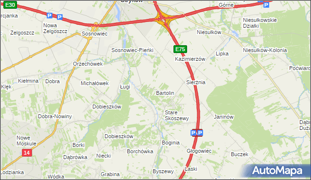 mapa Bartolin, Bartolin na mapie Targeo