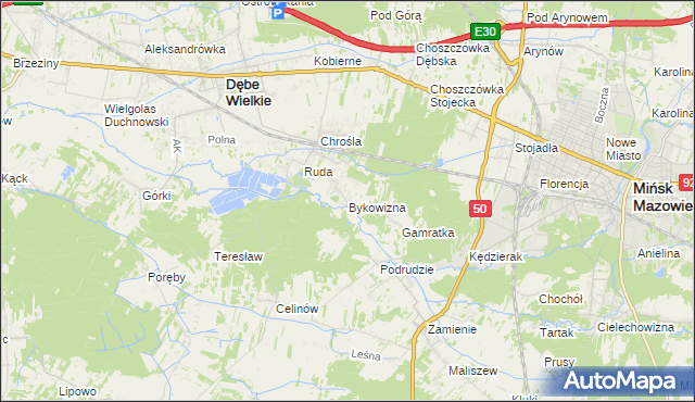 mapa Bykowizna, Bykowizna na mapie Targeo