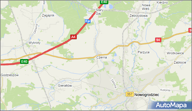 mapa Czerna gmina Nowogrodziec, Czerna gmina Nowogrodziec na mapie Targeo