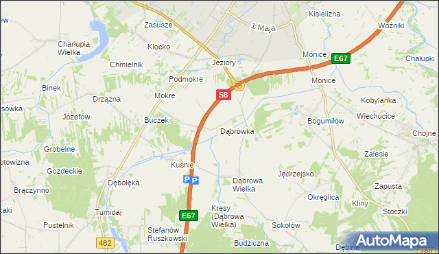 mapa Dąbrówka gmina Sieradz, Dąbrówka gmina Sieradz na mapie Targeo