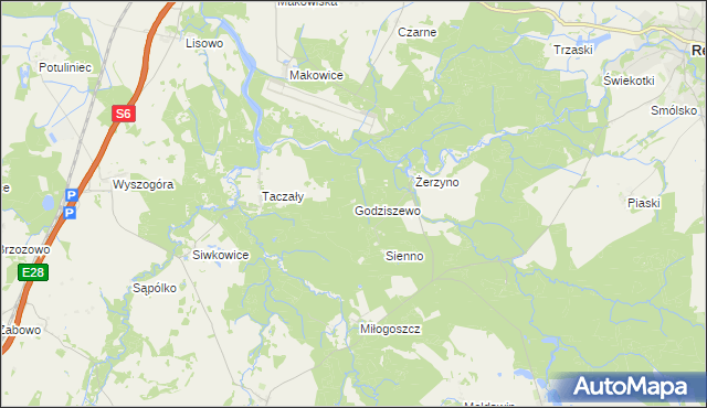 mapa Godziszewo gmina Resko, Godziszewo gmina Resko na mapie Targeo