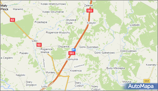 mapa Górki-Sypniewo, Górki-Sypniewo na mapie Targeo