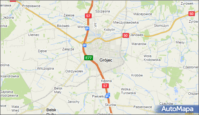 mapa Grójec, Grójec na mapie Targeo