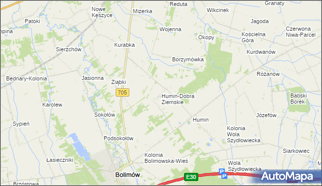 mapa Humin-Dobra Ziemskie, Humin-Dobra Ziemskie na mapie Targeo