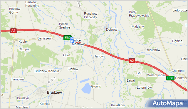 mapa Janów gmina Brudzew, Janów gmina Brudzew na mapie Targeo