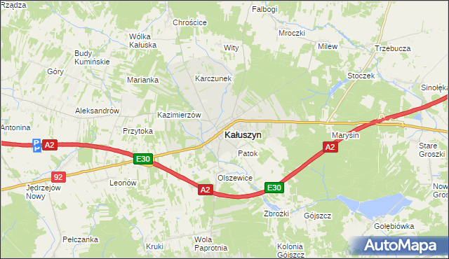 mapa Kałuszyn powiat miński, Kałuszyn powiat miński na mapie Targeo