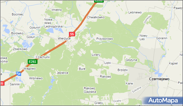 mapa Linery, Linery na mapie Targeo