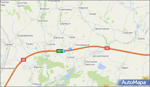 mapa Michałowice gmina Długołęka, Michałowice gmina Długołęka na mapie Targeo