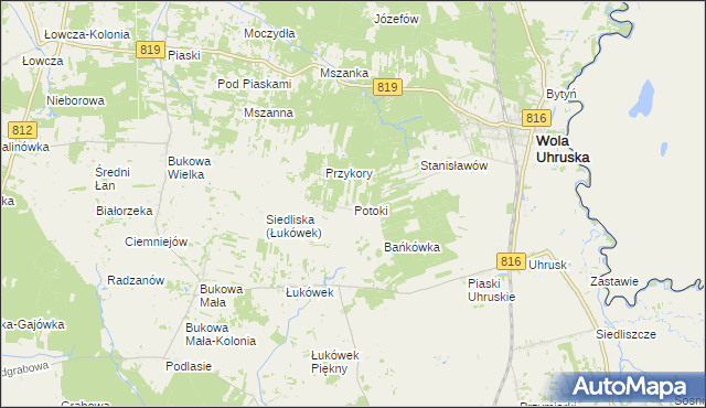 mapa Potoki gmina Wola Uhruska, Potoki gmina Wola Uhruska na mapie Targeo
