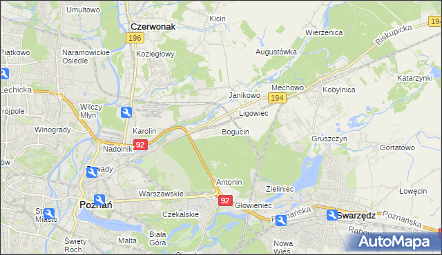 mapa Bogucin gmina Swarzędz, Bogucin gmina Swarzędz na mapie Targeo