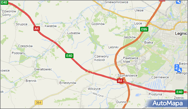 mapa Czerwony Kościół, Czerwony Kościół na mapie Targeo